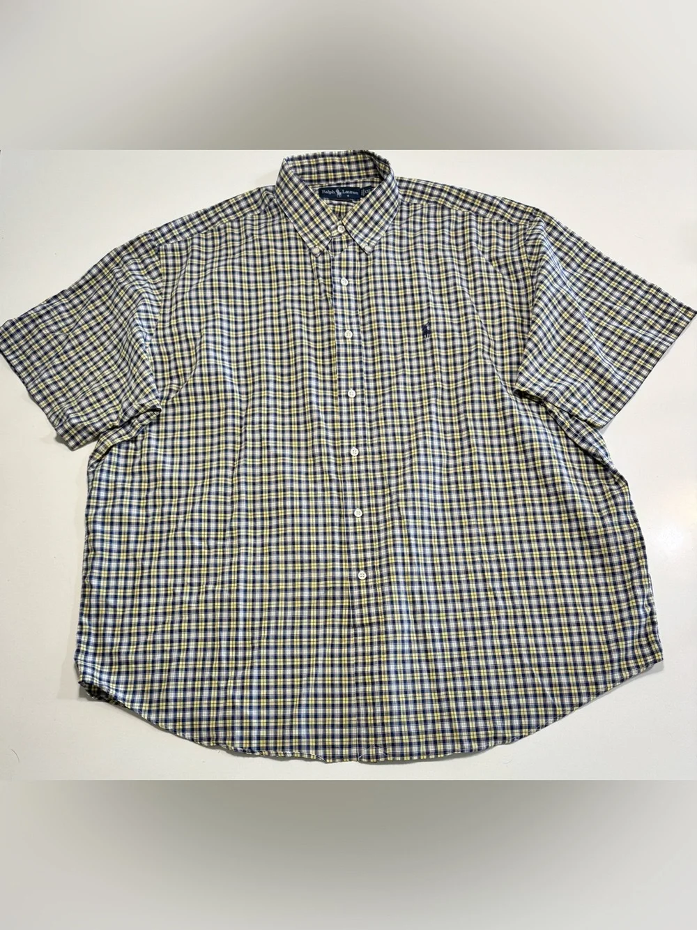 Polo Ralph Lauren Blake Button Down Shirt XXL Plaid Blue/Yellow Short Sleeve
